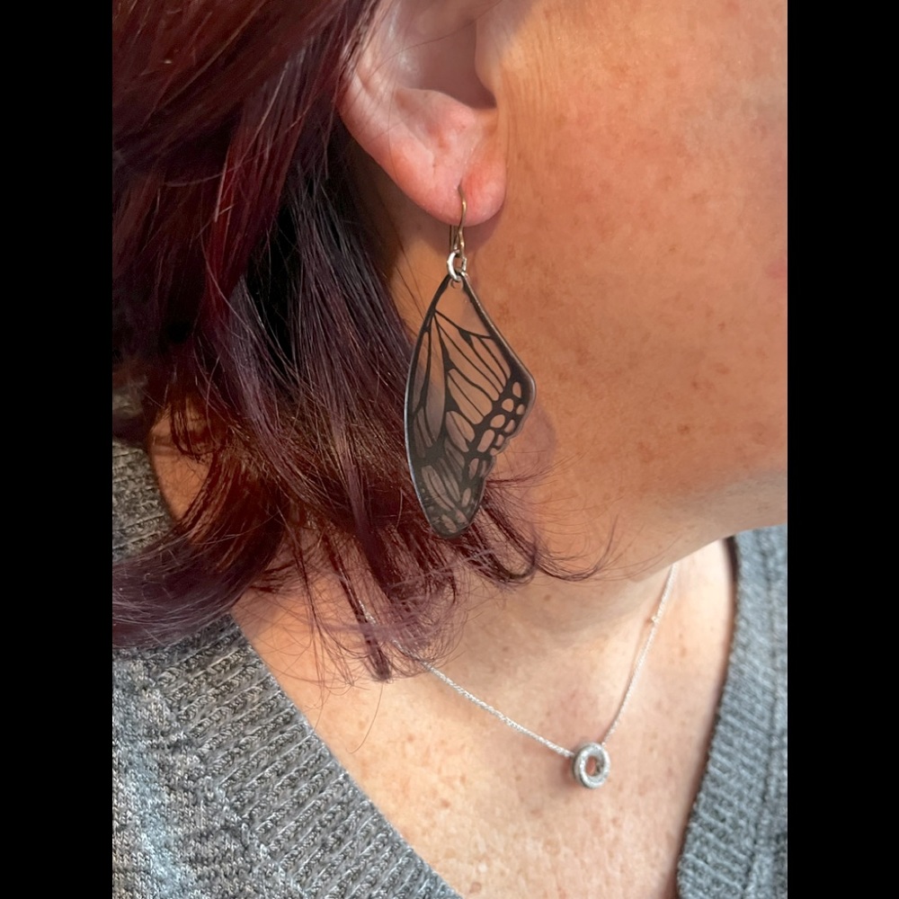 Clear Monarch Butterfly Wing Earrings